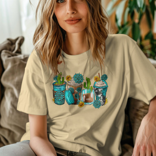 Coffee & Turquoise DTF Print